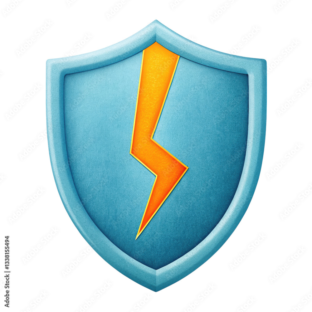 Aufkleber cybersecurity data breach concept, shield with a lightning bolt design isolated transparent backgrou