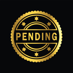 gold color pending rubber stamp, icon, flat, design, vector, illustrations, education, style, trendy, collections