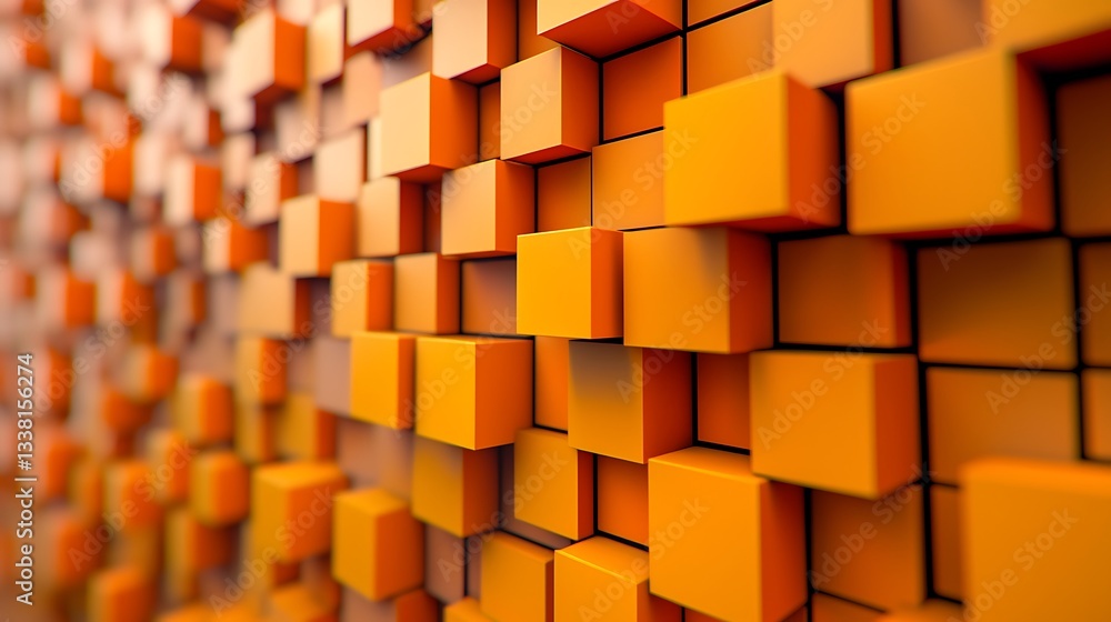 Poster abstract orange cube background