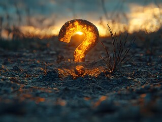 Glowing Question Mark Emerging from Nature s Embrace   A Symbol of Life s Mysteries and New Beginnings