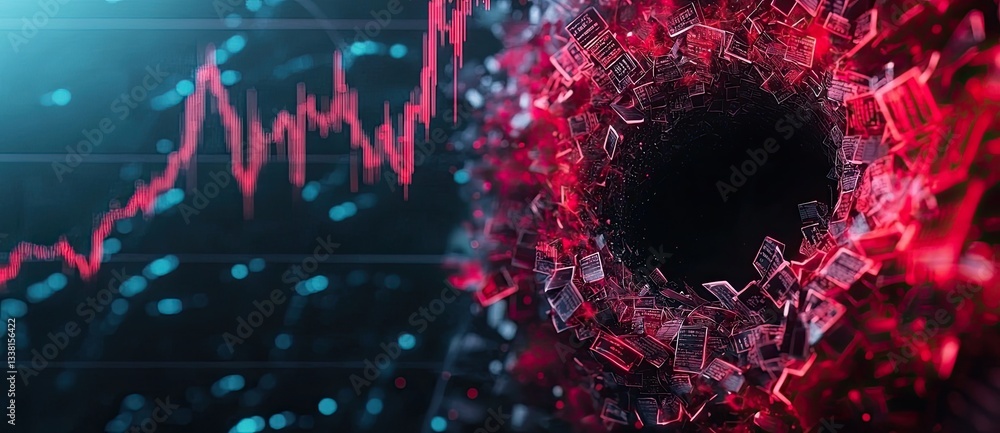 Aufkleber a visually striking digital representation featuring a swirling vortex against a backdrop of rising 