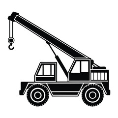 Black Silhouette of a Mobile Crane Machine