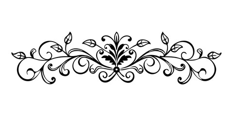 Vintage ornamental floral divider with curves