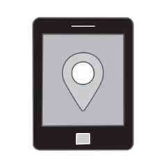 Tablet gps navigation app location search destination mapping pointer mobile technology concept