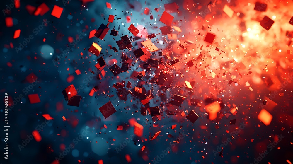 Poster abstract red cubes background dynamic energy motion