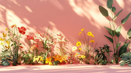 Colorful Flowers and Plants in Sunny Sunlight