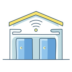 Smart home garage doors illustration for modern technology and automation systems with wifi connectivity