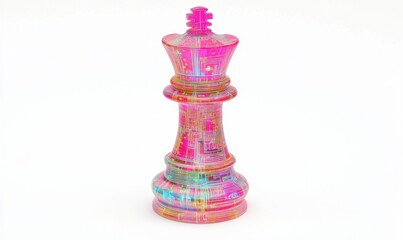 Fototapeta premium Pink queen chess piece on white for strategy, games, and power concepts