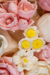 Edible sweet flowers made from natural marshmallows