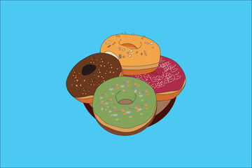 colorful donut stack vector showing delicious food