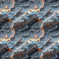 Fototapeta premium Glowing Stone Texture, abstract style in gray and orange colors, seamless background for fantasy game design