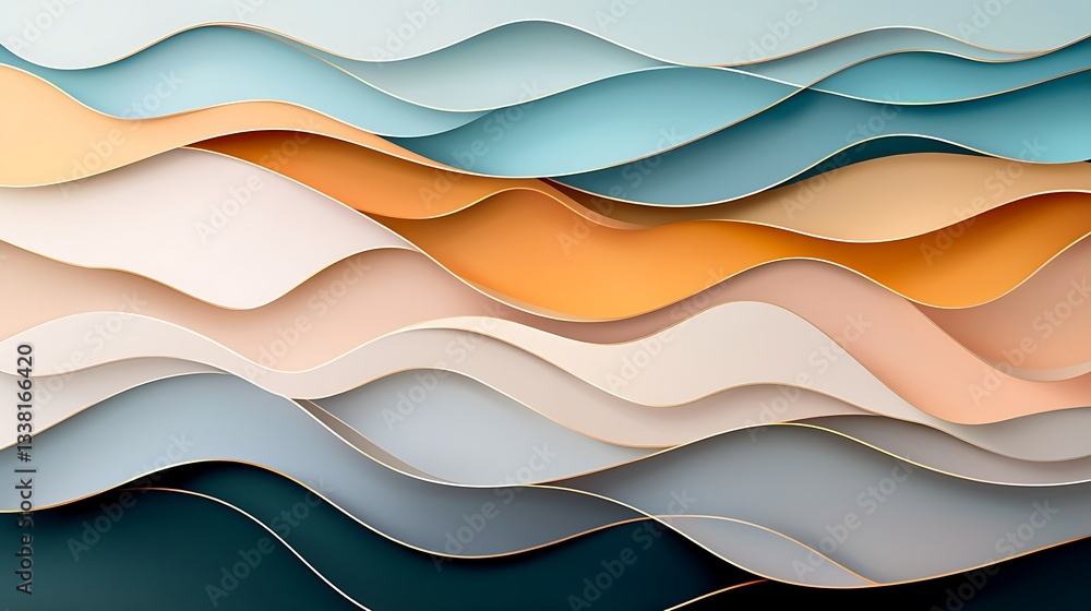 Poster abstract waves in soft textures artistic background modern design calm environment
