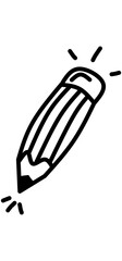 black and white cartoon illustration of a pencil