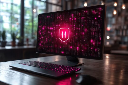 Cybersecurity: Digital Shield Protecting User Data on Computer Screen