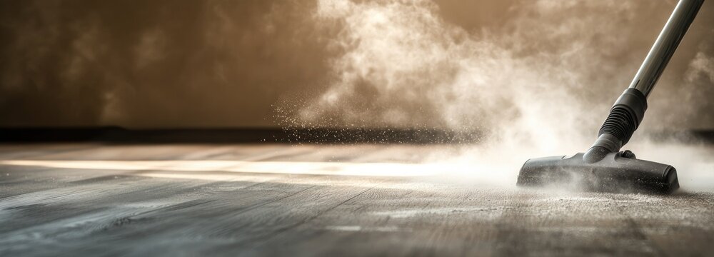 Powerful vacuum removes dust from newly renovated space, reveali