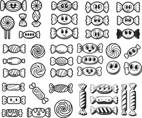 Obraz premium Set of Candy Illustration Vector Design for Sweet Treats, Desserts & Confectionery