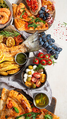 Assortment of Italian pasta dishes.