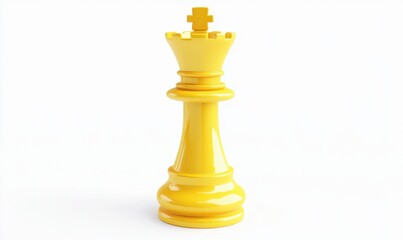 Yellow chess king piece on white background for strategy concepts