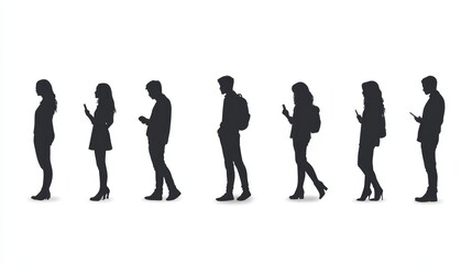 Business people silhouettes. Hi tech startup