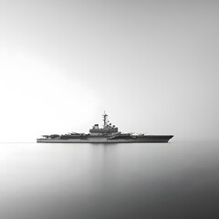 Obraz premium Battleship cruising in calm waters ocean maritime photography serene environment side view naval power