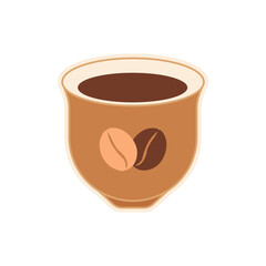 Coffee cup. Traditional. Flat, simple vector illustration. Sticker, label, emblem, symbol.