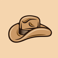 Cowboy hat vector illustration in colored style on yellow light background