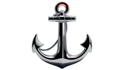Shiny metallic anchor on a black background.