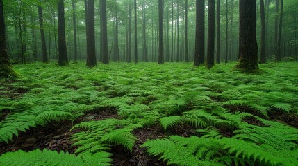 Misty Forest Ferns: A Tranquil Green Oasis