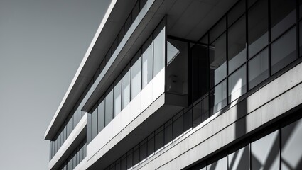 Obraz premium High contrast fine art abstraction of light and shadows forming diamond patterns on the windows and ledges of a building.