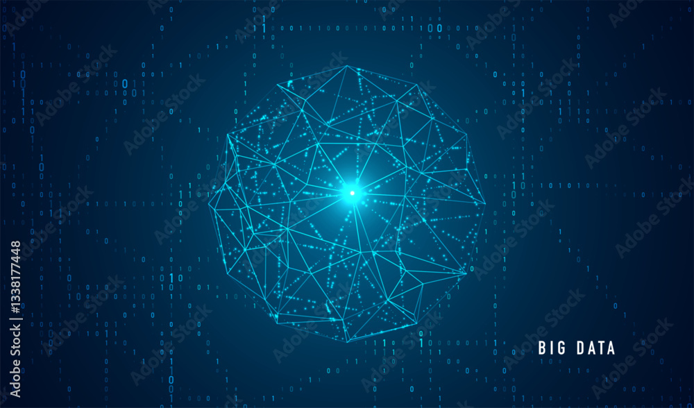 Poster abstract space polygonal illustration. big data code representation. graphic concept for your design