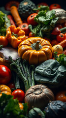 various fresh healthy vegetables background, created by generative ai