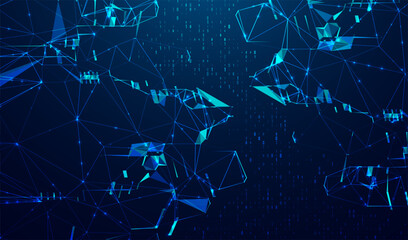 Abstract space polygonal illustration. Big data code representation. Graphic concept for your design.