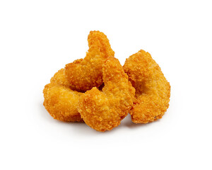 Breaded shrimps, on a white background, isolated.