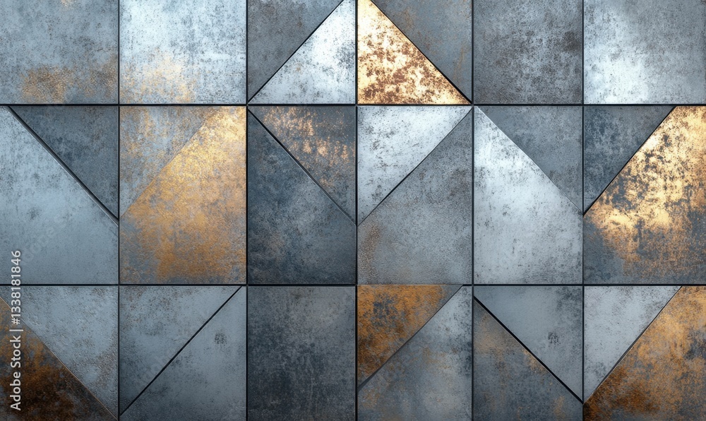Aufkleber metallic triangle pattern wall background for modern design