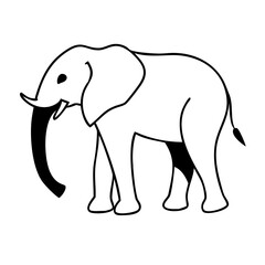 Fototapeta premium Symbolic simple elephant vector with a raised trunk for good luck themes.
