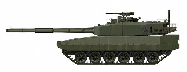 Concept of a new MBT, with a 125mm gun and a turret with an automatic loader in the stern (T1 variant) © Tikros