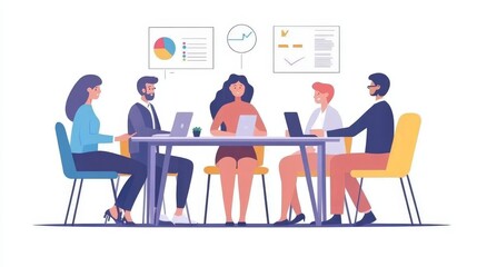 Business meeting, woman and leader with team for planning, thinking and project management in office. Leadership, business people and documents for proposal, startup and idea in meeting for