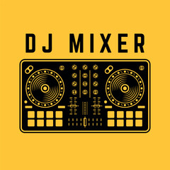 DJ setup mixer controller vector illustration on yellow background