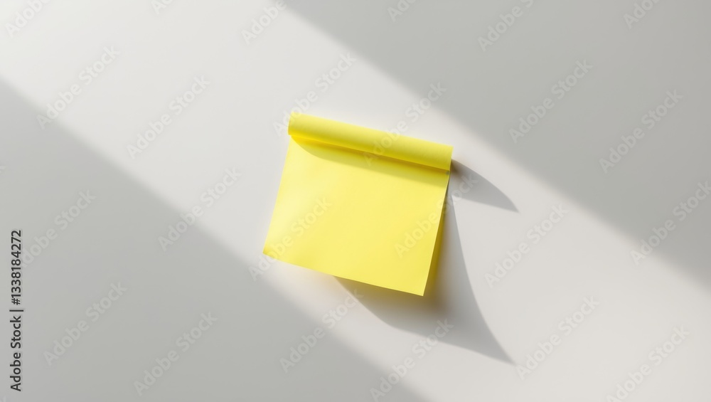 Poster yellow blank memo sticky notes paper with a transparent shadow from the background. simple square ge