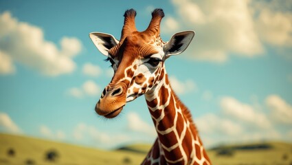 Fototapeta premium Rothschild's giraffe is a type of giraffe ecotype. It is among the most endangered distinct giraffe populations, with estimates of mature individuals in the wild.