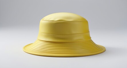 Fototapeta premium yellow bucket hat separated on white