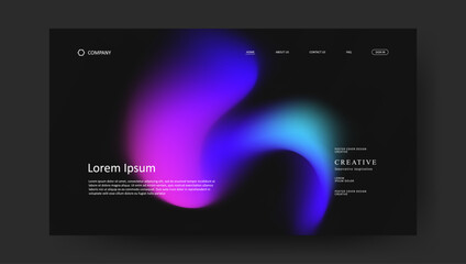 Fototapeta premium Abstract wave futuristic design of landing page. retro gradient mesh dark concept website design 