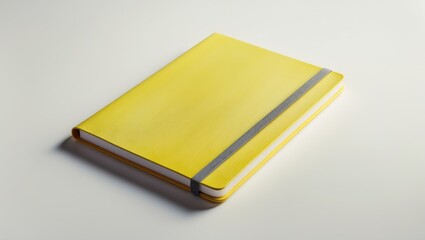 Yellow closed notebook mockup set against a white background.