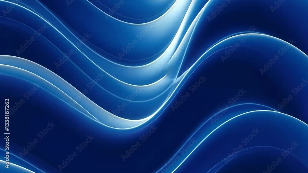 Poster abstract blue waves with glowing lines creating a smooth and elegant background design element art
