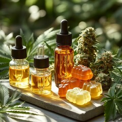 CBD Gummies and Oils with Cannabis Plants