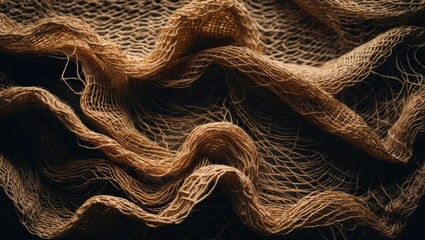 Textured fishing net with wrinkles as background