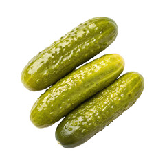 Fresh pickled cucumbers with glossy texture and vibrant green color