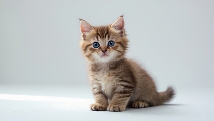 Obraz premium Small Scottish kitten with short legs. Isolated against a white backdrop.