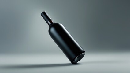 Fototapeta premium Slanted bottle against a gray backdrop
