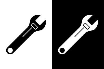 Adjustable Wrench Clipart Clean Black & White Silhouette.